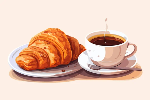Ontbijt Met Koffie Vector Platte Minimalistische Geïsoleerde Illustratie — Stockvector