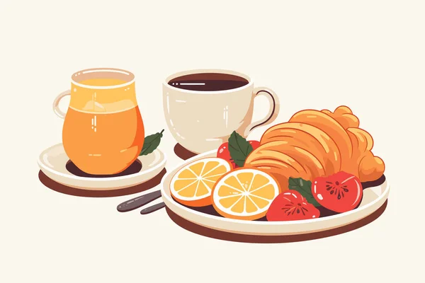 Сніданок Кавою Векторна Плоска Мінімалістична Ізольована Ілюстрація — стоковий вектор