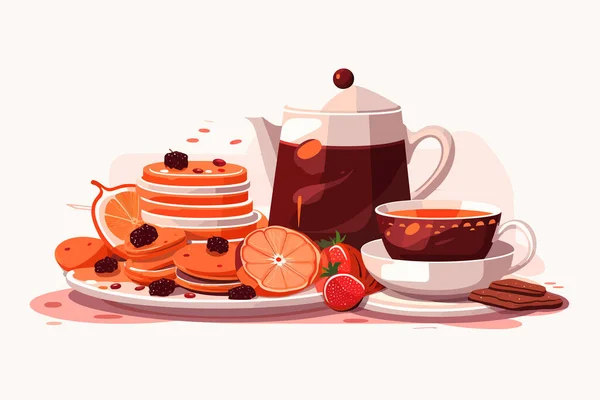 Frühstück Mit Kaffeevektor Flach Minimalistisch Isoliert Illustration — Stockvektor