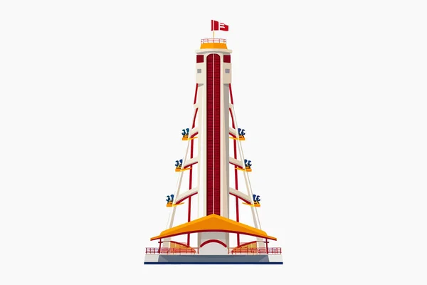 Drop Tower Rozrywki Jazdy Wektor Płaski Izolowane Ilustracji — Zdjęcie stockowe