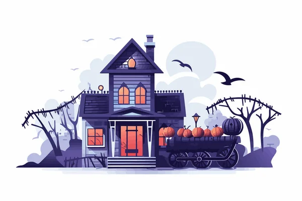 Haunted House Ride Векторной Плоской Иллюстрации — стоковое фото