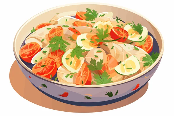 Vecteur Salade Été Hareng Légumes Plat Illustration Isolée — Photo
