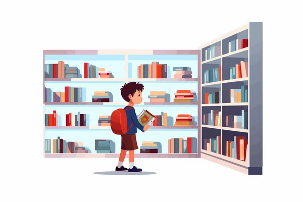 Criança Livraria Vetor Plana Minimalista Ilustração Isolada — Fotografia de Stock