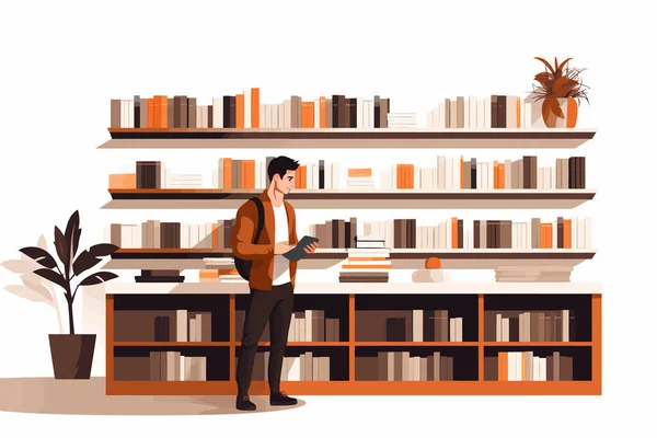书店里的人平面 孤立的插图 — 图库照片