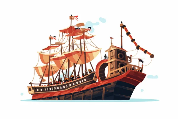 Pirata Navio Diversões Passeio Vetor Plana Ilustração Isolada — Fotografia de Stock