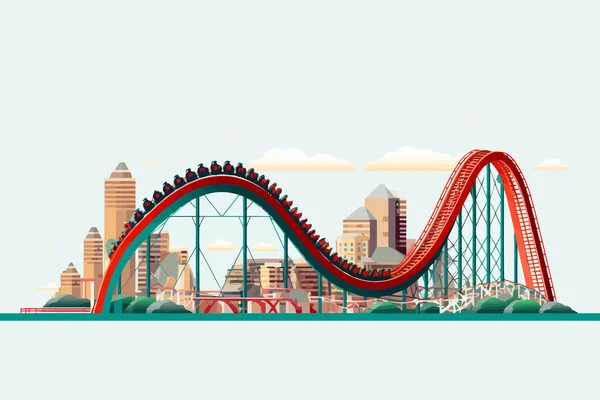 Roller Coaster Vector Plat Ilustrație Izolată Minimalistă — Fotografie, imagine de stoc