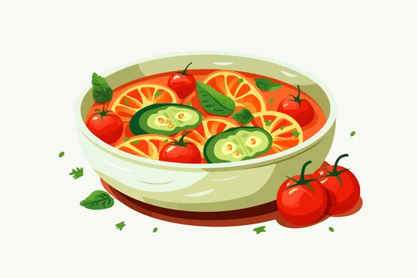 夏季蔬菜汤向量平坦简约孤立的例证 — 图库照片