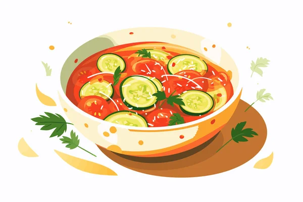 Sommer Gemüse Suppe Vektor Flach Minimalistisch Isoliert Illustration — Stockfoto