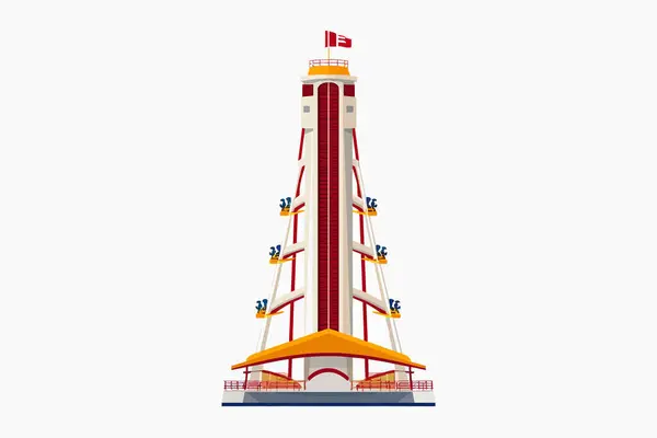 Drop Tower Vergnügungsfahrt Vektor Flach Isolierte Illustration — Stockvektor
