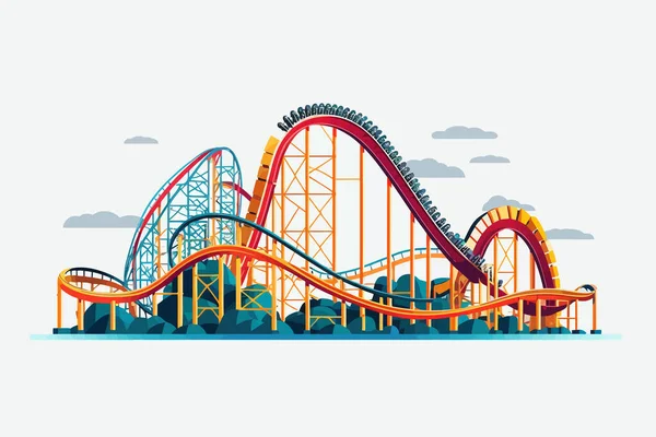Roller Coaster Vector Illustrazione Isolata Minimalista Piatta — Vettoriale Stock