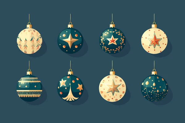 Karácsonyfa Dekorációk Vektor Lapos Elszigetelt Vektor Stílus Illusztráció — Stock Vector