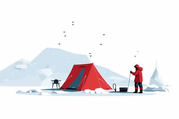 Ice Fishing Διάνυσμα Επίπεδη Μινιμαλιστική Απομονωμένη Διανυσματική Απεικόνιση — Διανυσματικό Αρχείο