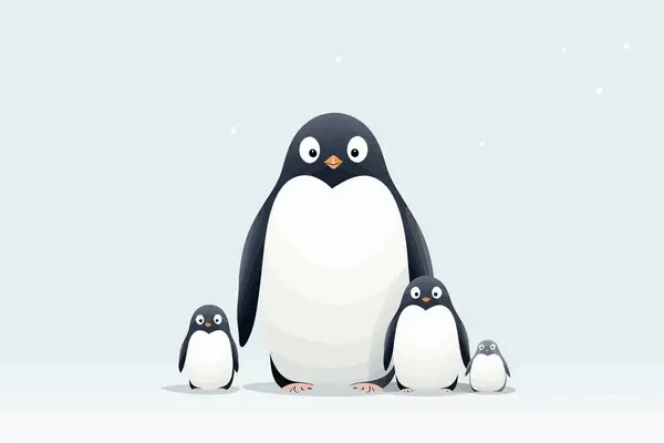 Penguins Vector Flat Minimalistic Isolated Vector Style Illustration — Stock Vector