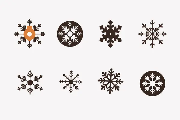 Snowflakes Snowmen Vecteur Plat Minimaliste Isolé Vecteur Style Illustration — Image vectorielle
