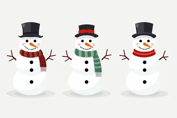 Snowmen Vetor Plano Minimalista Isolado Vetor Estilo Ilustração —  Vetores de Stock