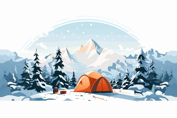 Winter Camping Vektor Flach Minimalistisch Isoliert Vektor Stil Illustration — Stockvektor