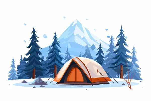 Χειμερινό Camping Διάνυσμα Επίπεδη Μινιμαλιστική Απομονωμένη Διανυσματική Εικονογράφηση — Διανυσματικό Αρχείο