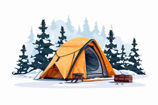 Winter Camping Wektor Płaski Minimalistyczny Izolowany Wektor Styl Ilustracja — Wektor stockowy