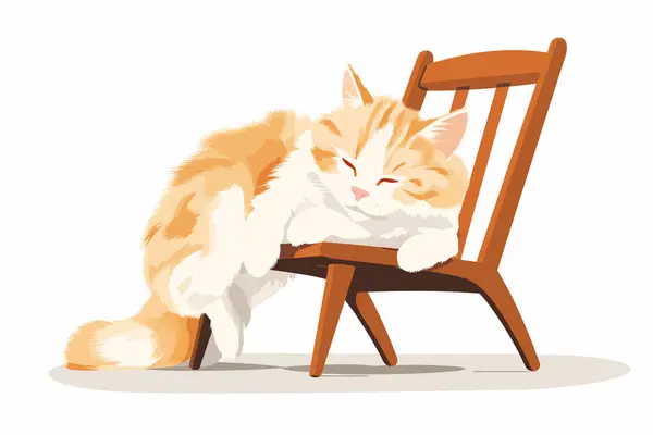 Katze Liegt Auf Stuhl Vektor Flach Minimalistisch Isoliert Vektor Stil — Stockvektor