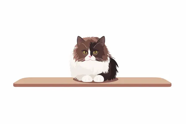 Gato Sentado Mesa Vetor Plano Minimalista Isolado Vetor Estilo Ilustração — Vetor de Stock