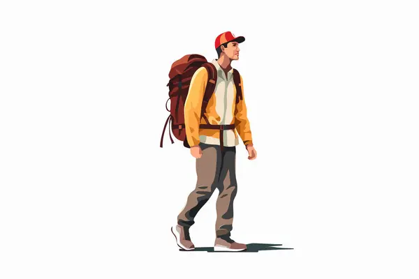 Man Backpack Vector Flat Minimalistic Isolated Vector Style Illustration — Stock Vector