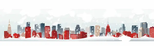 Snowy Cityscapes Vector Plano Minimalista Aislado Vector Estilo Ilustración — Vector de stock