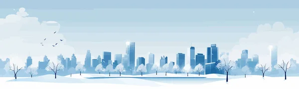 Snowy Cityscapes Wektor Płaski Minimalistyczny Izolowany Wektor Styl Ilustracja — Wektor stockowy