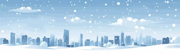 Снежные Городские Пейзажи Векторная Плоская Минималистично Изолированная Иллюстрация Векторного Стиля — стоковый вектор
