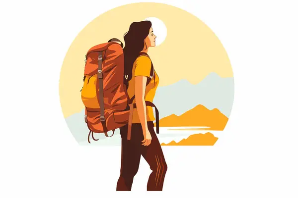 Woman Backpack Vector Flat Minimalistic Isolated Vector Style Illustration — Stock Vector