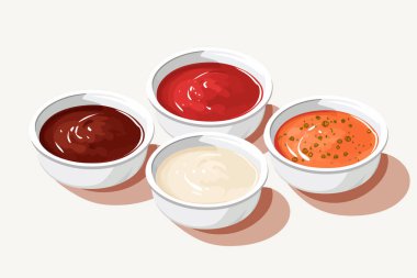 sauces in bowls vector flat minimalistic isolated vector style illustration clipart