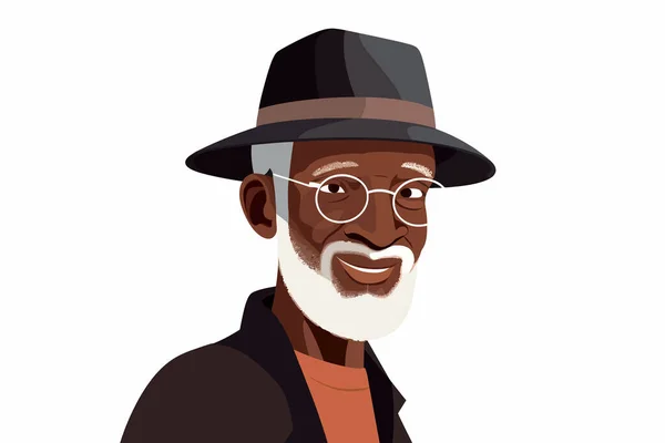 Mutlu Siyah Adam Vektör Yassı Izole Vektör Stili Illüstrasyonunu Kapat — Stok Vektör