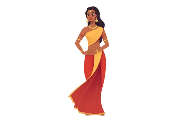 Индийский Бхарат Женщина Векторный Плоский Минималистичный Изолированный Векторный Стиль Иллюстрации — стоковый вектор