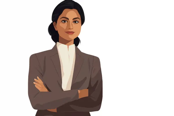 Indyjski Bharat Kobieta Biznes Garnitur Wektor Izolowane Wektor Styl Ilustracja — Wektor stockowy