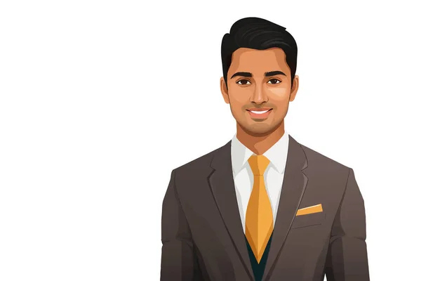 Indiano Homem Terno Negócios Vetor Plana Isolado Vetor Estilo Ilustração — Vetor de Stock