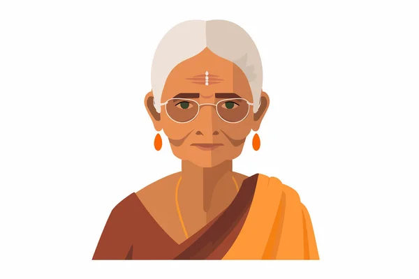 Indian Stary Kobieta Wektor Płaski Minimalistyczne Izolowane Wektor Styl Ilustracja — Wektor stockowy