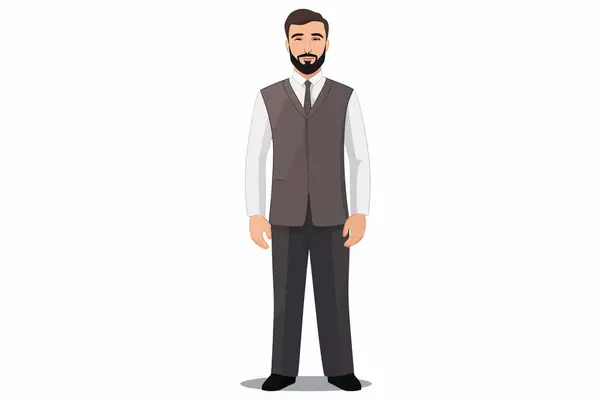 Homme Islamique Costume Affaires Vecteur Plat Isolé Vecteur Illustration Style — Image vectorielle