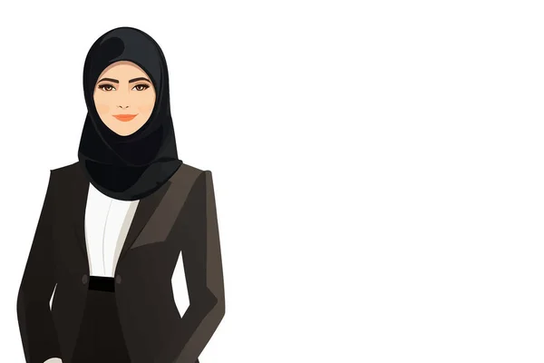 Islamische Frau Geschäftsanzug Vektor Flach Isoliert Vektor Stil Illustration — Stockvektor