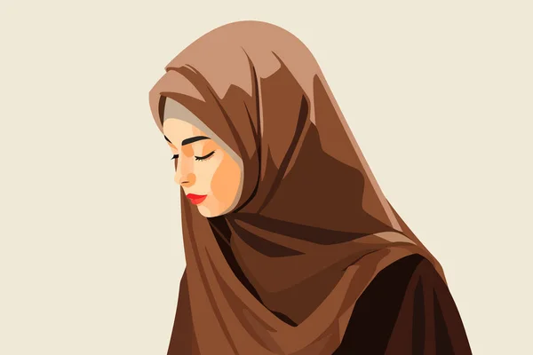 Islamitische Vrouw Vector Platte Minimalistische Geïsoleerde Vector Stijl Illustratie — Stockvector