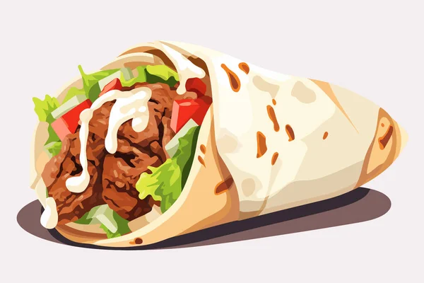 Shawarma Vetor Plano Minimalista Isolado Vetor Estilo Ilustração — Vetor de Stock