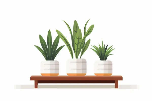 Polc Növény Egy Pot Vektor Lapos Izolált Vektor Stílusú Illusztráció — Stock Vector