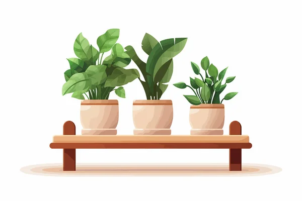 Étagère Avec Plante Dans Vecteur Pot Illustration Style Vectoriel Isolé — Image vectorielle