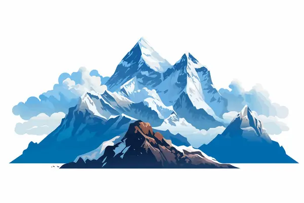 喜马拉雅山矢量平面简约孤立矢量风格插图 — 图库矢量图片