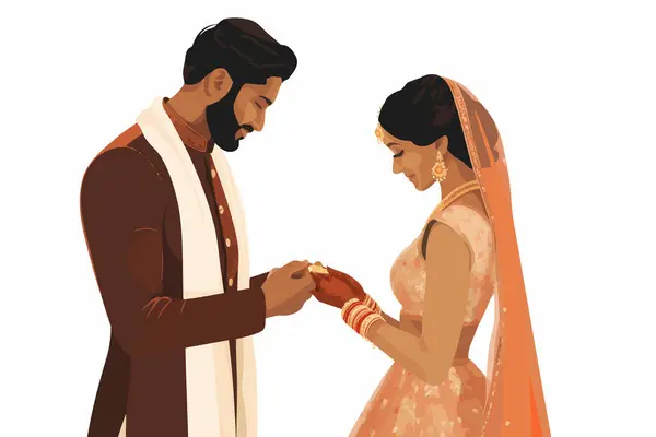 Indian Wedding Vector Platte Minimalistische Geïsoleerde Vector Stijl Illustratie — Stockvector