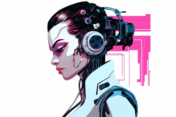 Cyberpunk Στυλ Γυναίκα Διάνυσμα Επίπεδη Μινιμαλιστικό Απομονωμένο Διάνυσμα Στυλ Εικονογράφηση — Διανυσματικό Αρχείο