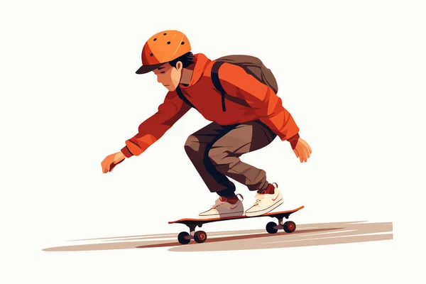 Niño Skateboarding Vector Plano Minimalista Aislado Vector Estilo Ilustración — Vector de stock