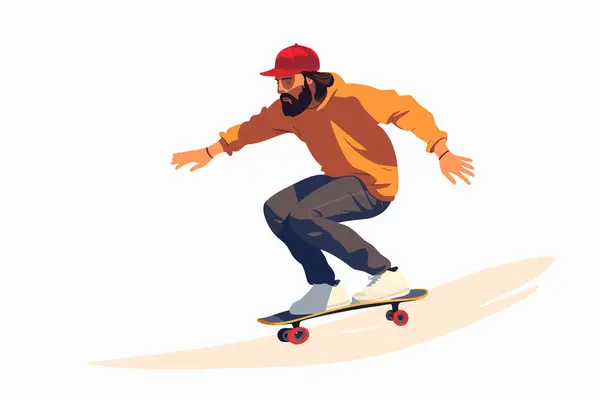 Man Skateboarding Διάνυσμα Επίπεδη Μινιμαλιστική Απομονωμένη Διανυσματική Απεικόνιση Στυλ — Διανυσματικό Αρχείο