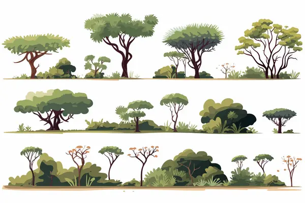 Savannah Vegetation Som Vektor Platt Isolerad Vektor Stil Illustration — Stock vektor