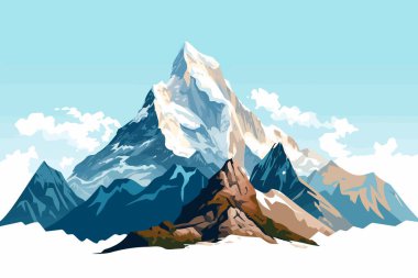 Himalayalar 'ın düz minimalistik izole vektör biçimi illüstrasyonu