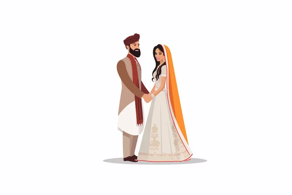 Indický Svatební Vektor Plochý Minimalistický Izolovaný Vektorový Styl Ilustrace — Stockový vektor