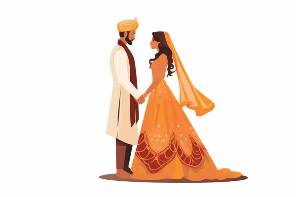 Indische Hochzeit Vektor Flache Minimalistische Isolierte Vektor Stil Illustration — Stockvektor